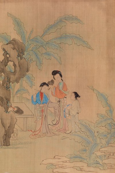 Manzarada Üç Figür by Qiu Ying