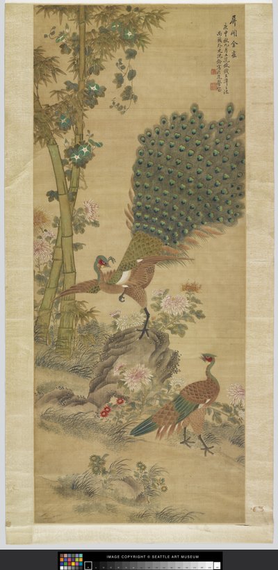 Tavus kuşu (kağıt üzerinde mürekkep ve renk) by Quan Shen
