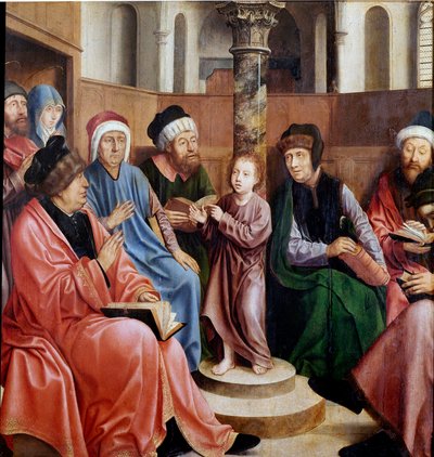 Doktorlar Arasında İsa resmi Quentin Metsys (1466-1530) (ec.flam.) Lizbon, Museo di Arte Antica by Quentin Massys or Metsys