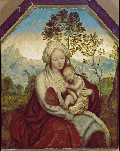 Madonna ve Çocuk (ahşap üzerine tempera ve yağ by Quentin Massys or Metsys