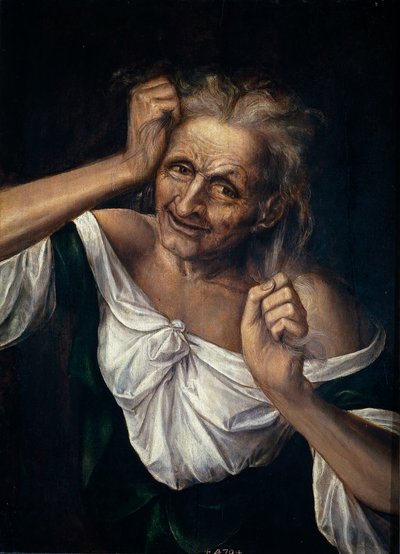 Yaşlı Kadın Saçını Yırtılıyor by Quentin Massys or Metsys