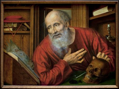 Aziz Jerome hücresinde. Quentin Metsys (Quinten Massys) (1466-1530), 16. yüzyılın ilk yarısı, Flaman ilkel sanatı. Sanat Tarihi Müzesi, Viyana, Avusturya. by Quentin Massys or Metsys