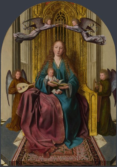 Dört Melekle Enthroned Bakire ve Çocuk, c. 1495 by Quentin Massys or Metsys
