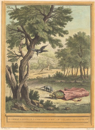 Karga, Ceylan, Kaplumbağa ve Sıçan (Karga, Ceylan, Kaplumbağa ve by Quentin Pierre Chedel after Jean Baptiste Oudry