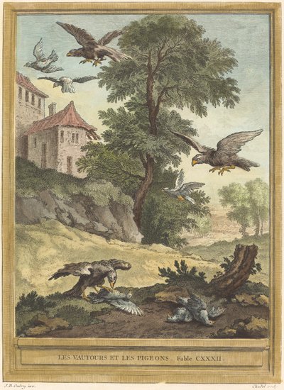 Akbabalar ve Güvercinler by Quentin Pierre Chedel after Jean Baptiste Oudry