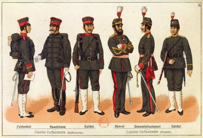 Çin-Japon Savaşı - Japon ordusunun üniformaları, gravür, Leipzig by Quinto Cenni