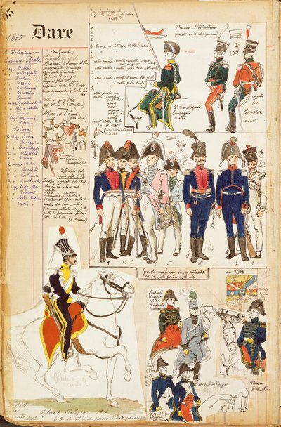 Quinto Cenni tarafından çeşitli üniformalar, renkli levha, yaklaşık 1815 by Quinto Cenni