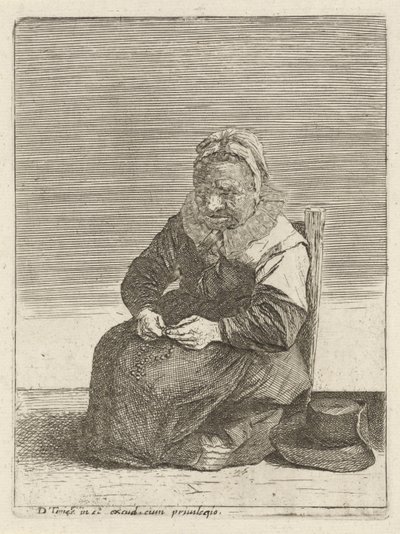 Bir tespih ile yaşlı kadın Tam teşekküllü çiftçiler (dizi adı) by Quirin Boel (attributed to)