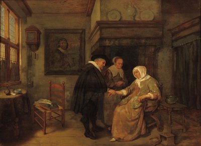 Hasta bir kadını ziyaret eden bir doktor by Quiringh Gerritsz. van Brekelenkam