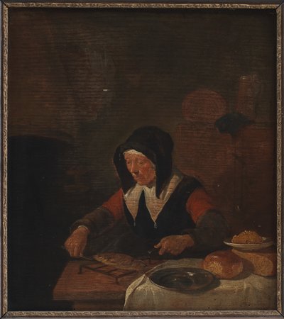 yaşlı kadın, yemekte by Quiringh Gerritsz van Brekelenkam