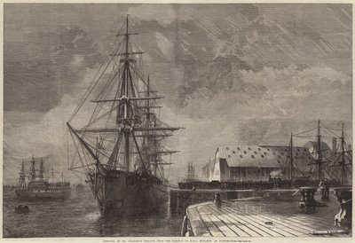 Bay Peabody'nin Kalıntılarının Demiryolundan Portsmouth'daki HMS Monarch'a Kaldırılması by R. Dudley