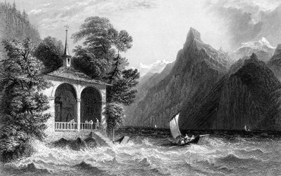 Şapeli anlatıyor, Uri Gölü, İsviçre, 1836. by R. Wallis