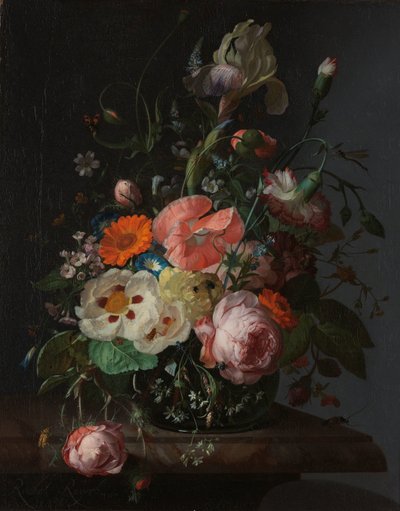 Mermer Masa Üzerinde Çiçekli Natürmort by Rachel Ruysch
