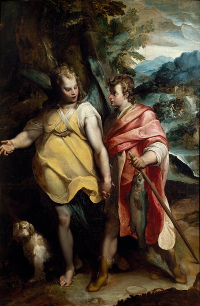 Tobias ve Melek, Raffaellino da Reggio (1550-1578) by Raffaellino da Reggio (c.1550 78)