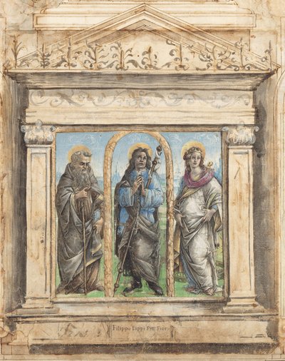 Aziz Anthony Abbot ve İskenderiyeli Catherine arasında Aziz Roch by Raffaellino del Garbo