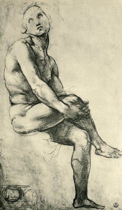 Oturan çıplak erkek, 1509-1511, 1943. by Raffaello Sanzio Raphael
