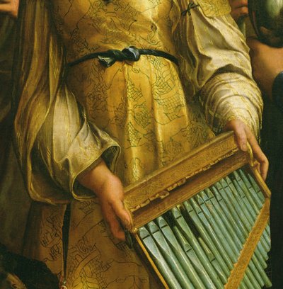 St. Paul, St. John the Evangelist, St. Augustine ve Mary Magdalene ile çevrili St. Cecilia, c.1513 (182507 detayı) by Raffaello Sanzio Raphael