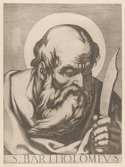Aziz Bartholomeos S. Bartholomew (nesne üzerindeki başlık) İsa, Meryem ve Oniki Havariler (dizi adı) Il sacrato collegio apostolico (seri başlığı) by Raffaello Schiaminossi