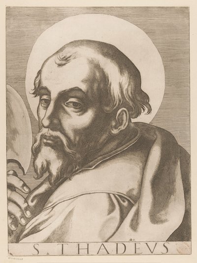 Heilige Judas Taddeüs S. Thadeus (nesne üzerindeki başlık) Christ, Mary en de twaalf apostelen (dizi adı) Kutsal Apostolik Koleji (dizi başlığı) by Raffaello Schiaminossi