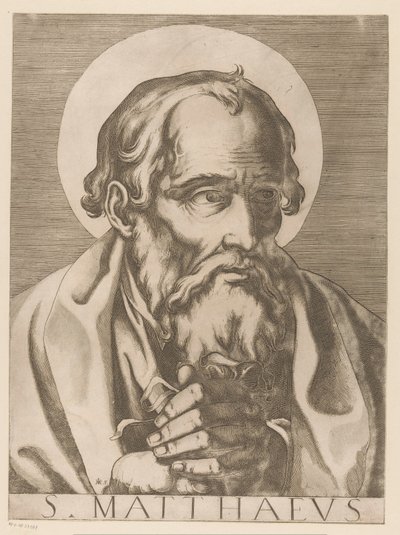 Aziz Matta S. Matthaeus (nesne üzerindeki başlık) İsa, Meryem ve Oniki Havariler (dizi adı) Il sacrato collegio apostolico (seri başlığı) by Raffaello Schiaminossi