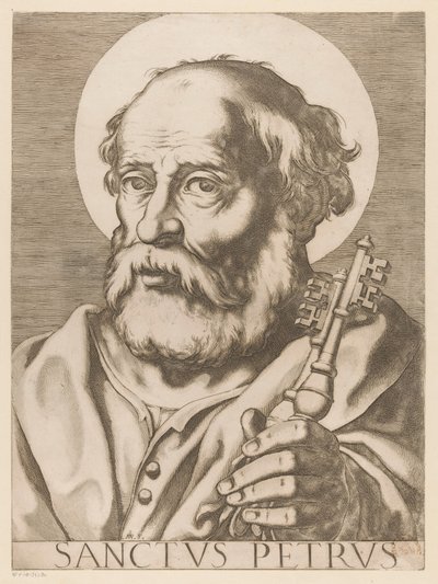 Heilige Petrus Aziz Peter (nesne üzerindeki başlık) Christ, Mary en de twaalf apostelen (dizi adı) Kutsal Apostolik Koleji (dizi başlığı) by Raffaello Schiaminossi
