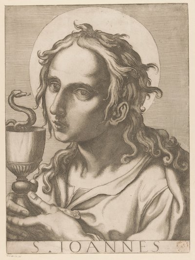 Evanjelist John Aziz John (nesne üzerindeki başlık) Christ, Mary en de twaalf apostelen (dizi adı) Kutsal Apostolik Koleji (dizi başlığı) by Raffaello Schiaminossi