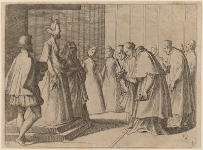 Avusturyalı Margaret Kardinallerin ve Rahiplerin Saygısını Alırken by Raffaello Schiaminossi