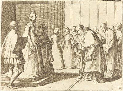 Avusturyalı Margaret Kardinallerin ve Rahiplerin Saygısını Alırken by Raffaello Schiaminossi