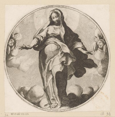 bulutlardaki Meryem Sancta Maria Mater Dei (nesne üzerindeki başlık) by Raffaello Schiaminossi