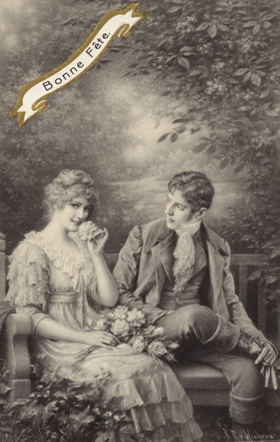 Çift bir bankta by Raimund Ritter Von Brennerstein Wichera