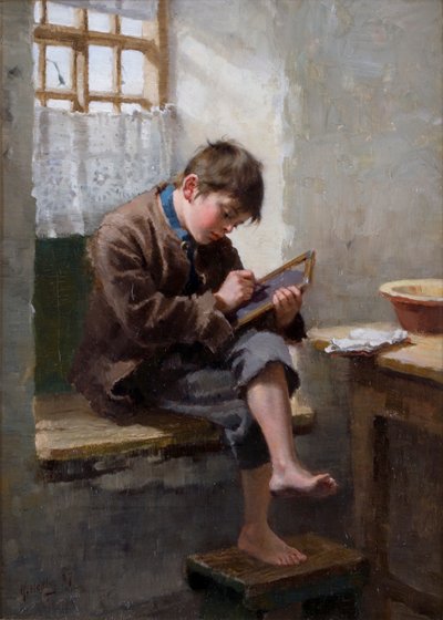 Ev Dersleri, 1887 by Ralph Hedley