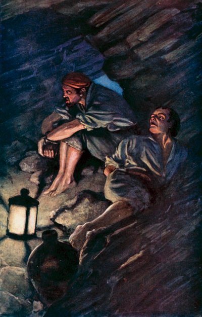 Daniel Defoe tarafından Robinson Crusoe için çizim (renkli taş) by Ralph Noel Pocock