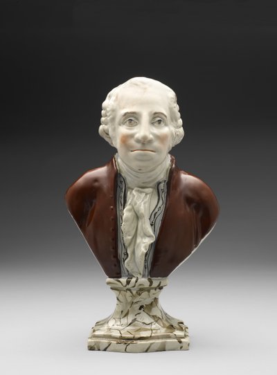 George Washington büstü, c. 1782-1795 (kurşun sırlı çanak çömlek (inci eşya) ve sır üstü emaye) by Ralph Sr. Wood
