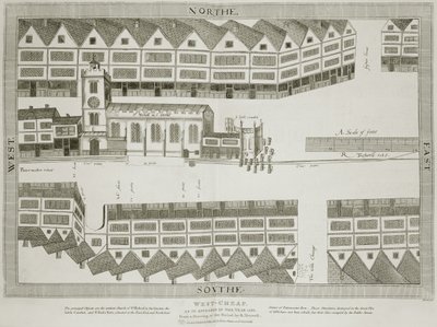 Batı Ucuz, 1585 yılında göründüğü gibi, 1814'te yayınlanan Bartholemew Howlett (1767-1827) tarafından oyulmuş by Ralph Treswell