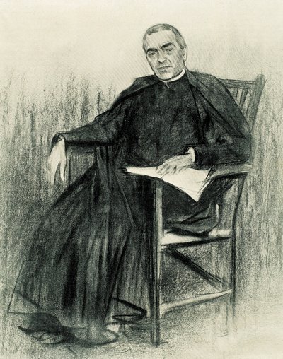 Katalan şair Jacint Verdaguer'in (1845-1902) portresi (çizim) by Ramon Casas i Carbo