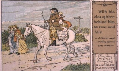 Bir Çiftçi Gri Kısrağının üzerinde tırıs atmaya gitti by Randolph Caldecott