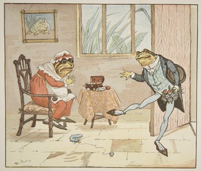'A Kurbağa Gittiğinden' bir illüstrasyon, pub. Frederick Warne und Co. tarafından by Randolph Caldecott