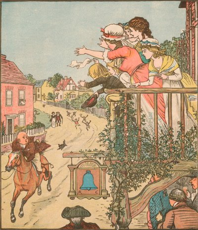 John Gilpin, karısı ve çocukları balkondan el sallarken, 1878, c1918, Bell Inn