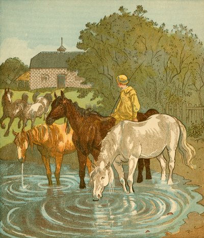 Çiftçi Çocuğu atları sularken, c1881. by Randolph Caldecott