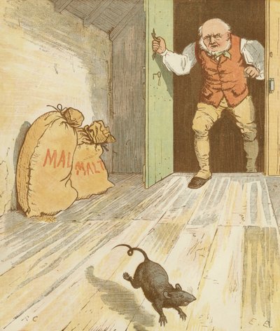 Jack'in Yaptığı Ev '' birikimli tekerleme. Maltı yiyen fare. Randolph Caldecott'un çizimi. by Randolph Caldecott