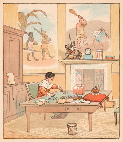 Kral, sayma evindeydi, Parasını Sayıyor, 1880. by Randolph Caldecott