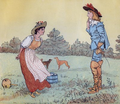 O zaman seninle evlenemem, Güzel Hizmetçim!' Tekerleme “Sütçü Kız” için Randolph Caldecott tarafından yapılan illüstrasyon. by Randolph Caldecott