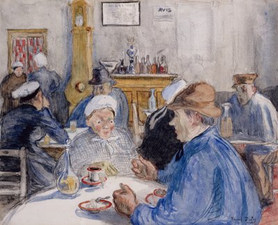 Kafede, c.1900 (suluboya, yıkama ve karakalem) by Raoul Dufy