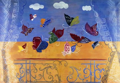 Kelebeklerle Açık Pencere by Raoul Dufy