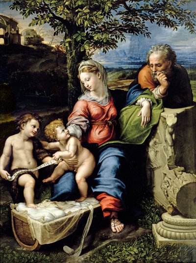 Meşe Ağacının Kutsal Ailesi, c.1518 (panelde yağlı boya) by Raphael