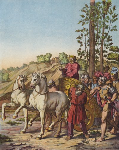 Büyük Herod, Romalıların bir vasalı olarak Yahudiye Kralı olur (renkli taş) by after Raphael