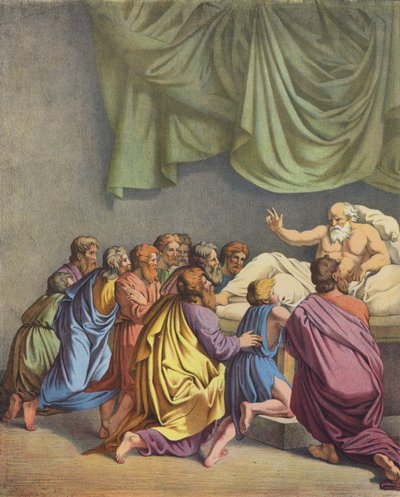 Yakup çocuklarını kutsuyor (renkli taş) by after Raphael