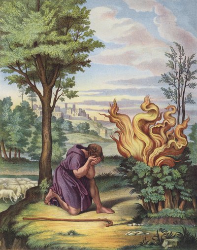 Musa ve Yanan Çalı (renkli taş) by after Raphael