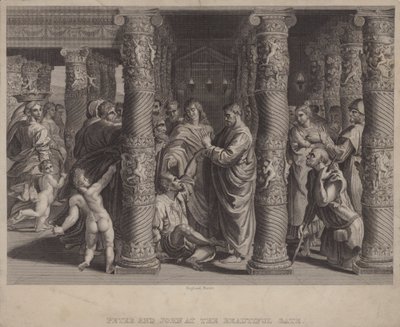 Peter ve John Güzel Kapıda (gravür) by after Raphael