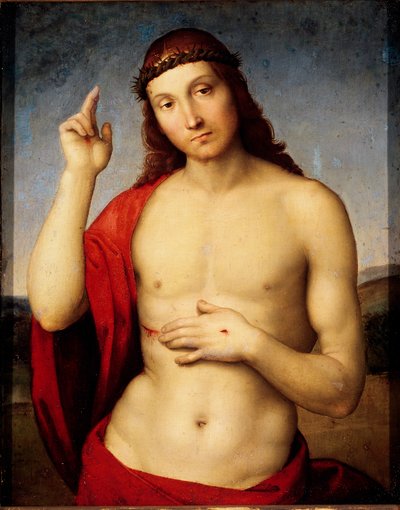 Christ Benching Tablo Raffaello Sanzio dit Raphael (1483-1520) 1506 Güneş 30x25 cm Brescia, Pinacoteca Tosio Martinengo by Raphael